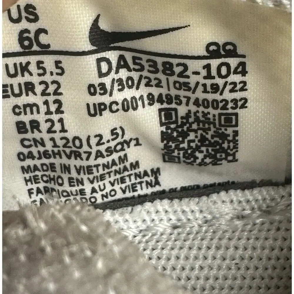 Nike Court Borough Low 2 TDV White Hook Loop Toddler Shoes Size 6C DA5382-104